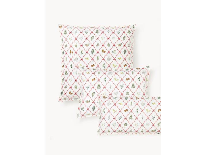 Omkeerbare katoenen perkale kussenhoes Twigs met winterse prints