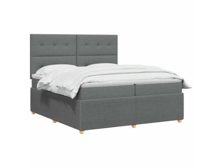 vidaXL LED Boxspringbett mit Matratze Dunkelgrau 200 x 200 cm Stoff LED-Beleuchtung für modernen Charme, Verstellhöhe des Kopfteil, Taschenfederkernmatratze für Anpassung