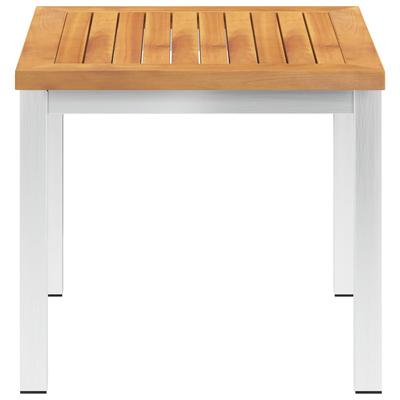 vidaXL Garten-Beistelltisch 45x45x38 cm Massivholz Akazie Edelstahl