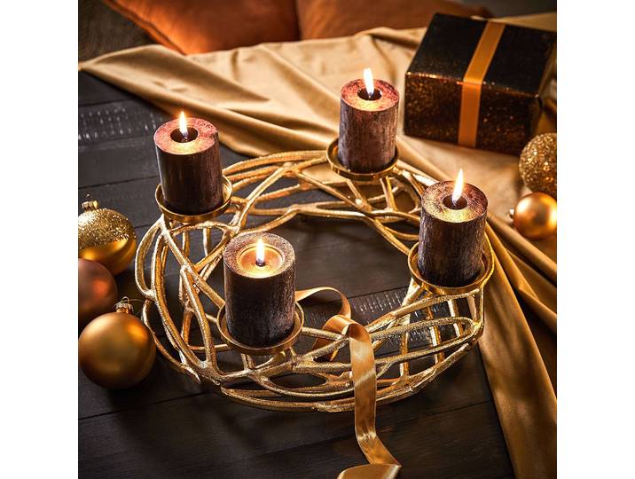 Adentskranz Treibholz 40 x 10 x 40cm Gold/Gold