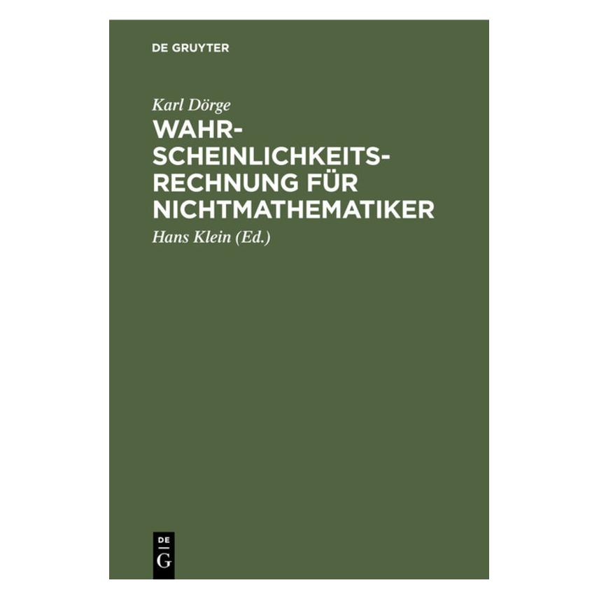 De Gruyter Dörge:Wahrscheinlichkeitsrechnung für N (Deutsch, Hardcover, Karl Dörge) (67769912)