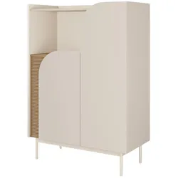 BÜCHERREGAL Camel mit 2 Türen und geriffeltem Detail, 90 cm, Frühlingseiche + Macadamia