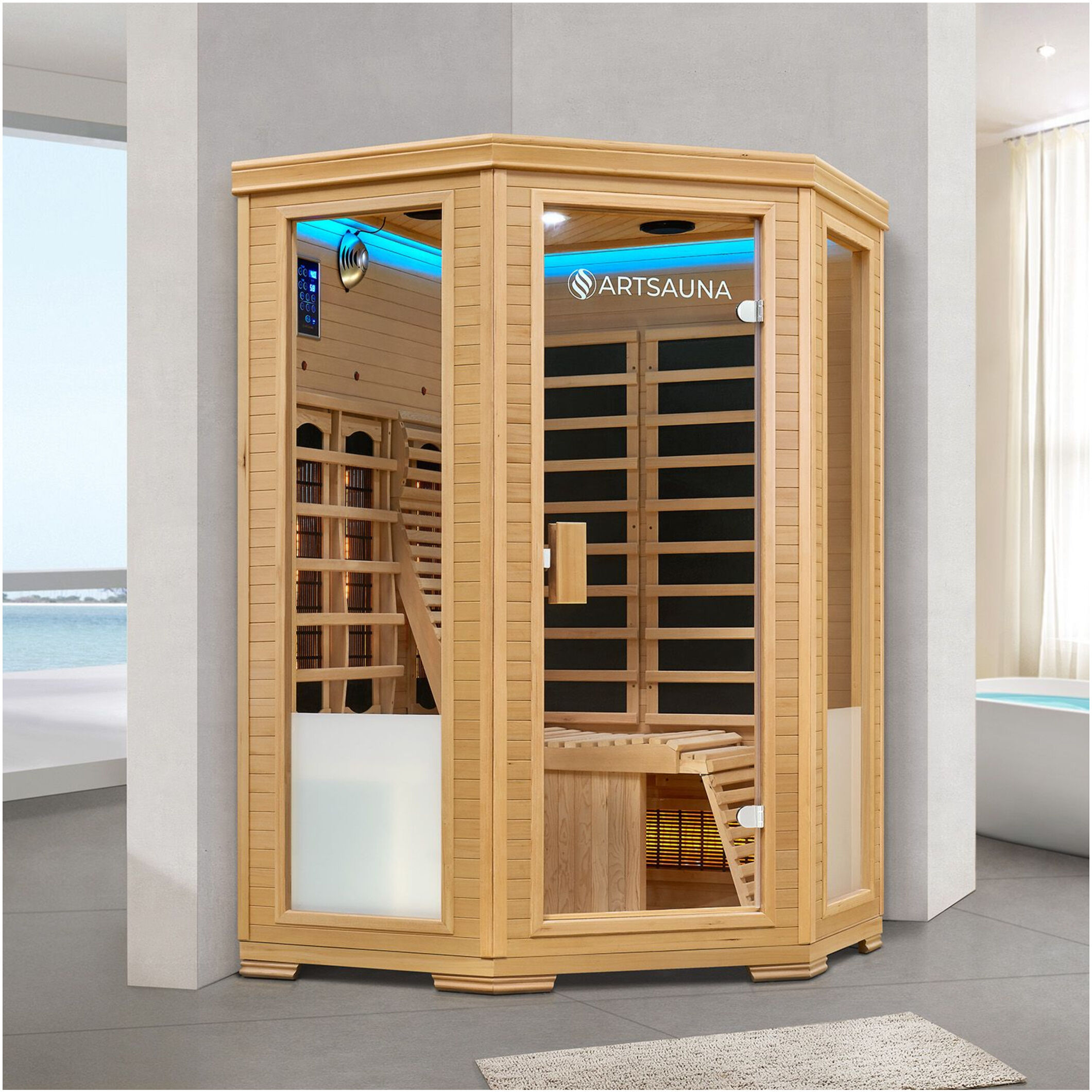 ARTSAUNA Infrarotkabine Aalborg mit Dual Technologie & Hemlockholz