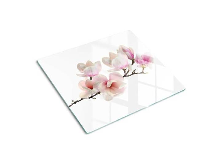 Glasschneidebrett 60x52 cm Hitzebeständig Gehärtetes Glas Rutschfest Silikonfüße Plastikfrei Lebensmittelecht Dünn Glasplatte Antibakteriell Dekorativ für die Küche - Magnolie