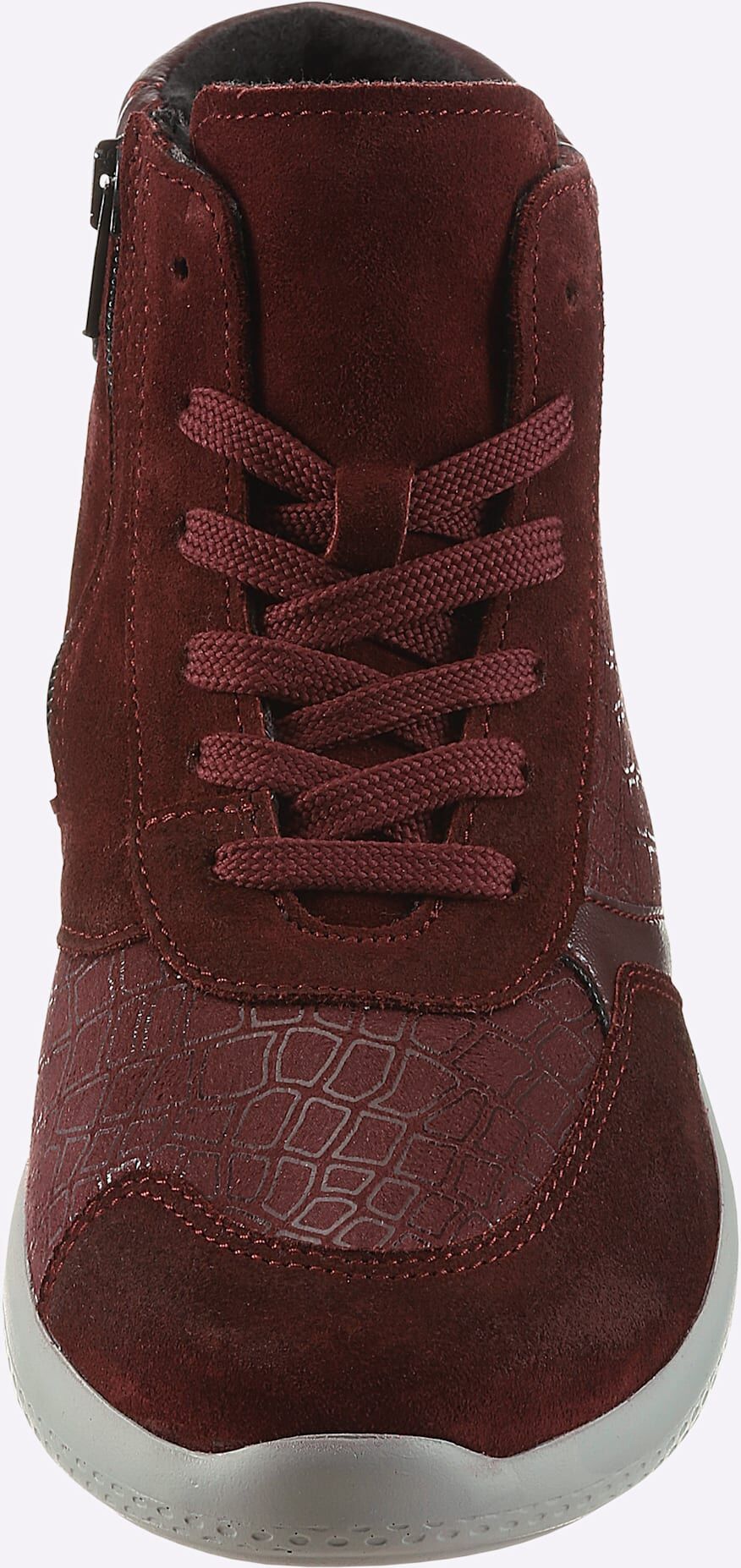 Stiefelette CASUAL LOOKS, Damen, Gr. 37, Synthetik, dunkelrot, Glattleder, Textil, Veloursleder, Schuhe Stiefelette dunkelrot 37, Synthetik