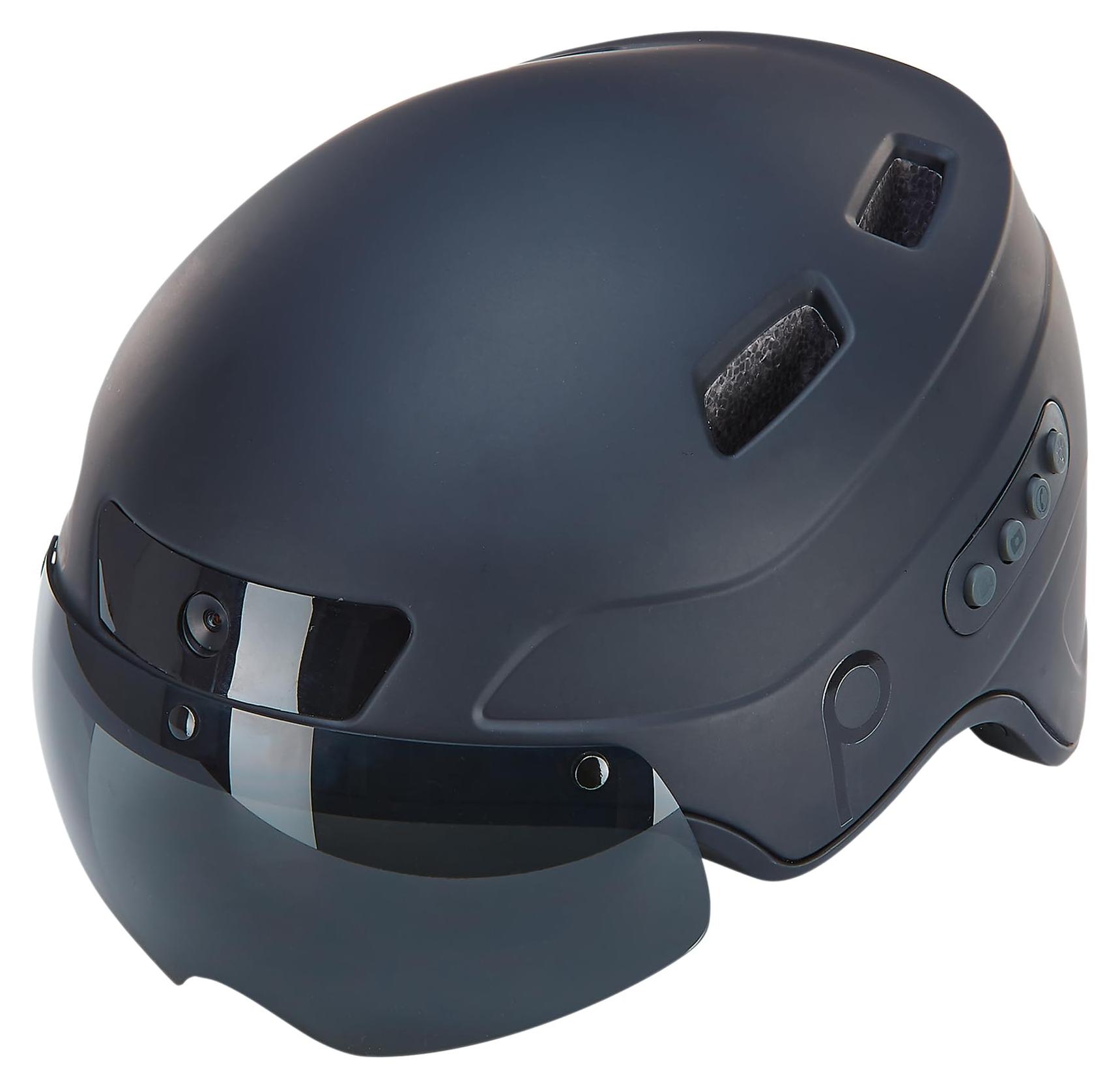 Smart Fahrradhelm Fahrradhelm mit Visier und Kamera - Bluetooth-Lautsprecher - Schwarz - M/L