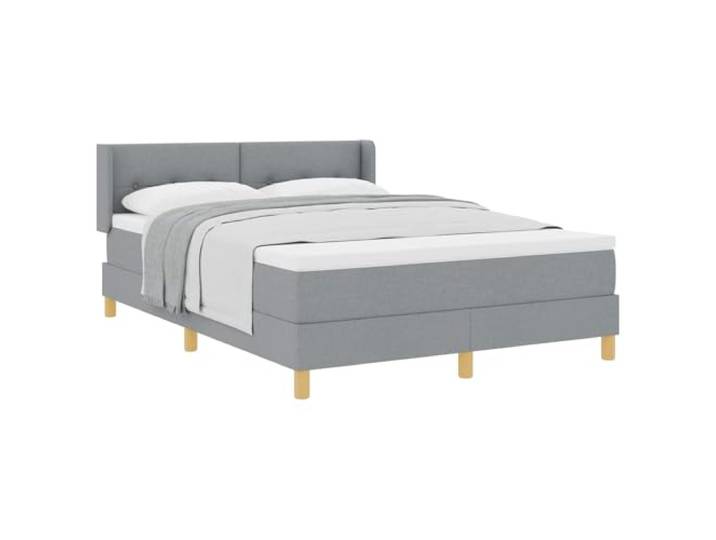 PUGYNBK Boxspringbett, hellgrau, 190 x 140 cm, Stoff Verstellbares Kopfteil, Lattenrost, Kiefernholz, moderner Stil