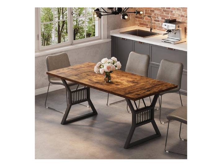 LuxusKollektion Esstisch Esstisch Rechteck 180 cm Metallbeine Farmhouse Retro Schwarz (1-St)