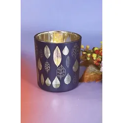 Piazza Blatt Votivglas 7cm red plum/gold
