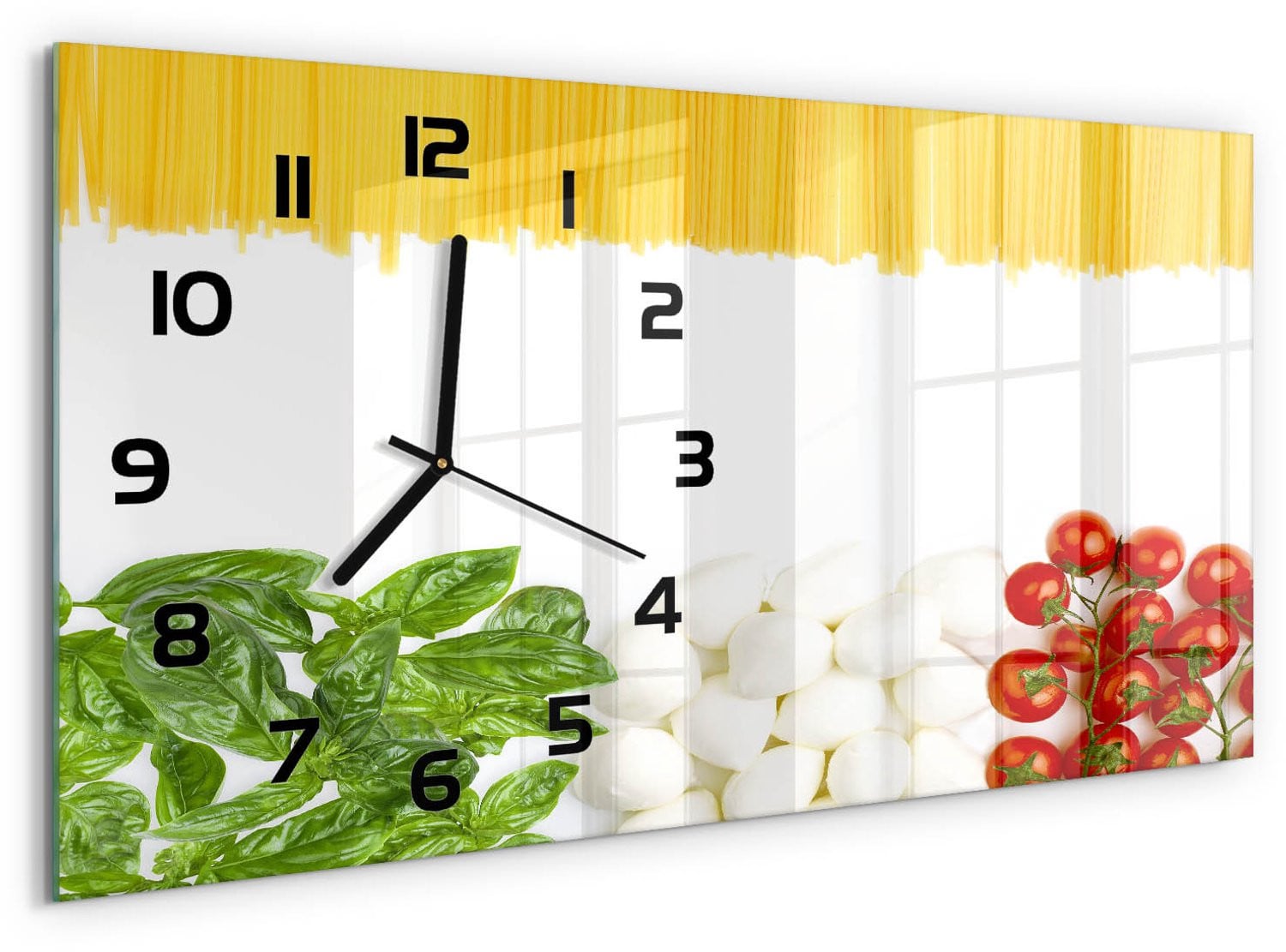 Tulup Wandklok Italiaanse vlag - Veelkleurig Glas - B/D/H: 60 x 30 cm - Moderne Rechthoekige Wandklok met Zwarte wijzers