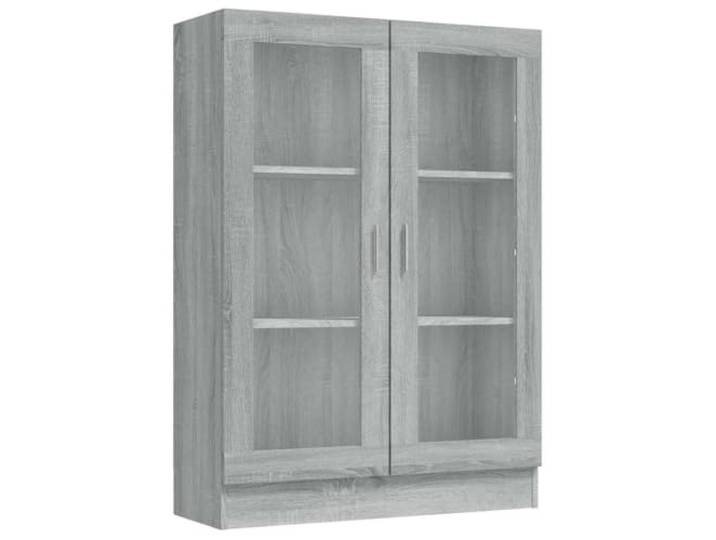 fsahslih Vitrinenschrank Grau Sonoma 82,5x30,5x115 cm Holzwerkstoff Vielseitiges Standregal mit Glastüren für Wohnzimmer und Flur. Bietet stilvollen Stauraum für Bücher, Deko und Medien.