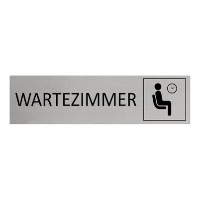 CombiCraft Aluminium Türschild Wartezimmer 165x45mm mit 3M-Tape zur Befestigung, einfache Kennzeichnung von Räumen und Bereichen