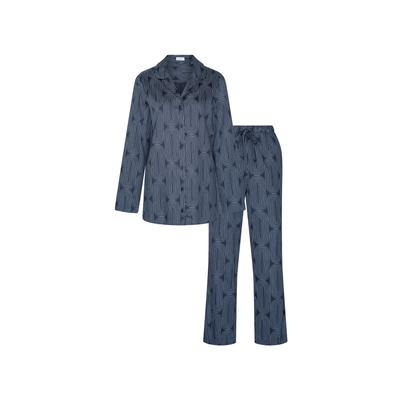 Pyjama SEIDENSTICKER, Damen, Gr. 36, blau (dunkelblau), 100% Modal, bedruckt, Homewear-Sets Pyjama