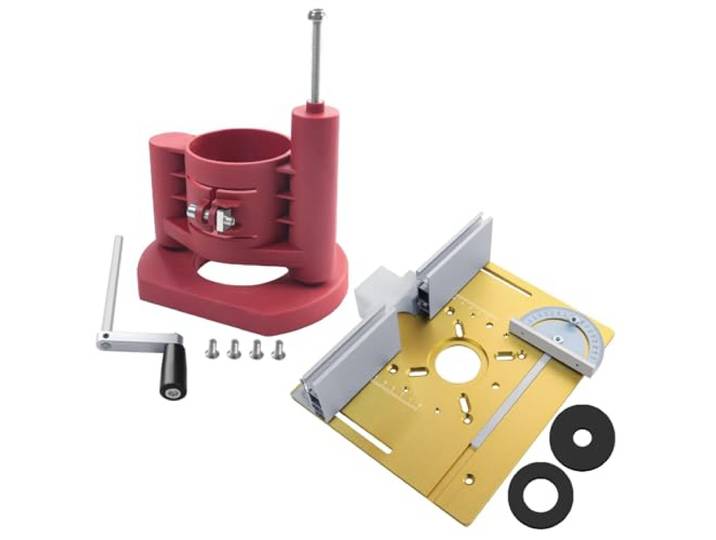Oberfräsentisch Hebesystem mit Fest, 60 aluminum alloy, B Präzises Oberfräsen Hebesystem, Motor mit 63, 8–65 mm Durchmesser, Einlegeplatte für den Oberfräsentisch für die