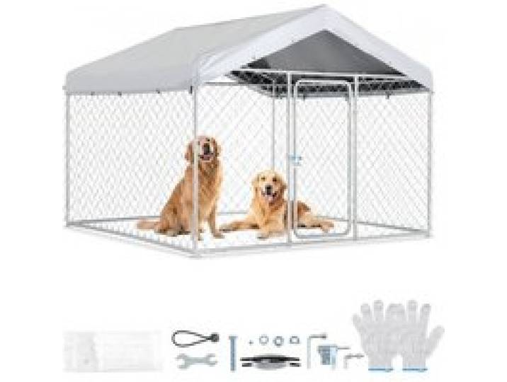 VEVOR Hundezwinger, 2x2x1,6 m, Hundehütte mit Sicherheitsschloss, Outdoor Hundehaus mit UV-Beständiger & Wasserdichter Dachabdeckung, Robuste Hundegehege/Auslauf für Große Hunde