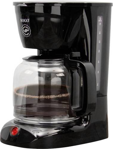 SOGO Human Technology Drip 15 Kaffeemaschine Schwarz Fassungsvermögen Tassen=15 Glaskanne, Warmhaltefunktion