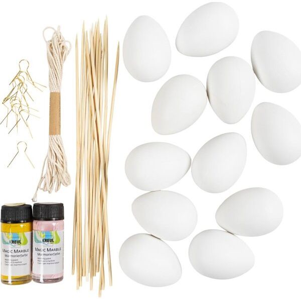 Creativ Company Diy Kit Marmorering   Æg   Rosa & Gul