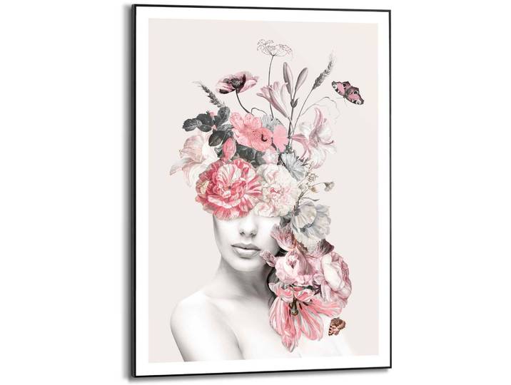 Poster REINDERS Blumenfrau , rosa (farbe bild(er): rosa), B:50cm H:70cm T:1,6cm, MDF, Bilder, Poster