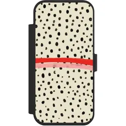 Nivocase Klapphülle für Apple iPhone Air Handyhülle aus Kunst Leder NIVOflip schwarz Kunst Punkte Streifen (Apple iPhone Air), Smartphone Hülle, Schwarz