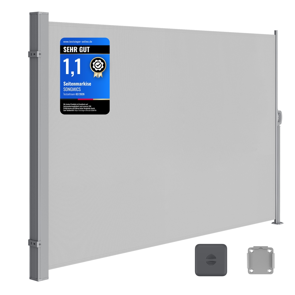 SONGMICS Seitenmarkise ausziehbar 200 x 350 cm für Balkon GSA505G03