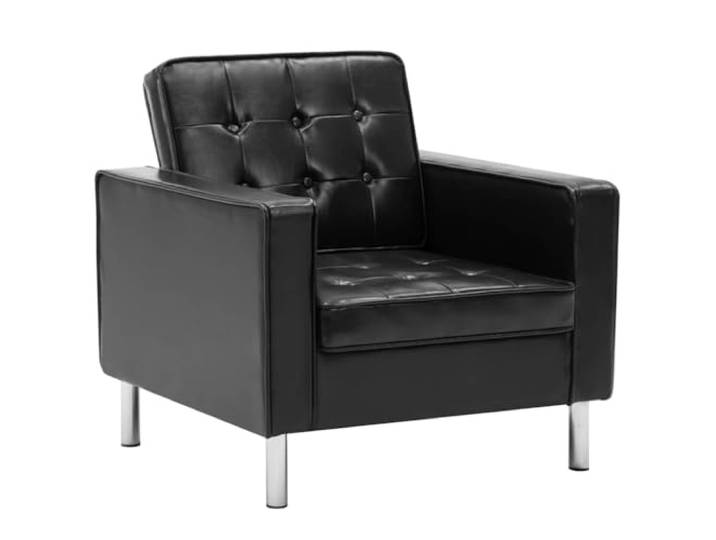 GHVBNMF Sessel Schwarz 75x70x75 cm Kunstleder Chesterfield Polstersessel Eleganter Clubsessel mit Knopftufting und breiten Armlehnen für Wohnzimmer, Schlafzimmer sowie moderne Büroräume.