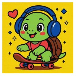 Ideyka Malen nach Zahlen - Schildkröte auf einem Skateboard 25x25 (66128826)