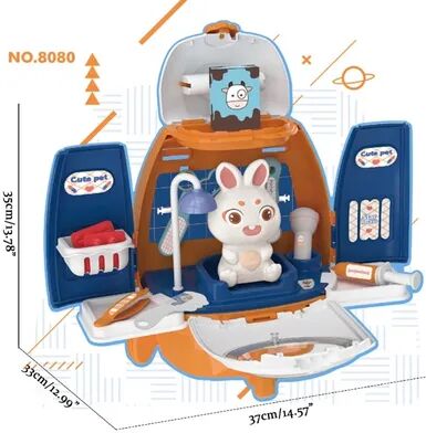 Perfect Picks Market Pet Cat Dog Carrier Backpack Toy, 18PCS Pet Care Playset,Vet Clinic And Doctor Kit For Kids, Pet Veterinarian blue