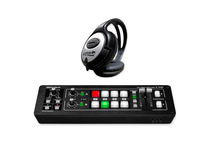 Roland Audio Roland HDMI-Video-Switcher V-1HD mit Kopfhörer Digitales Aufnahmegerät (Vorteils-Set mit Kopfhörer)