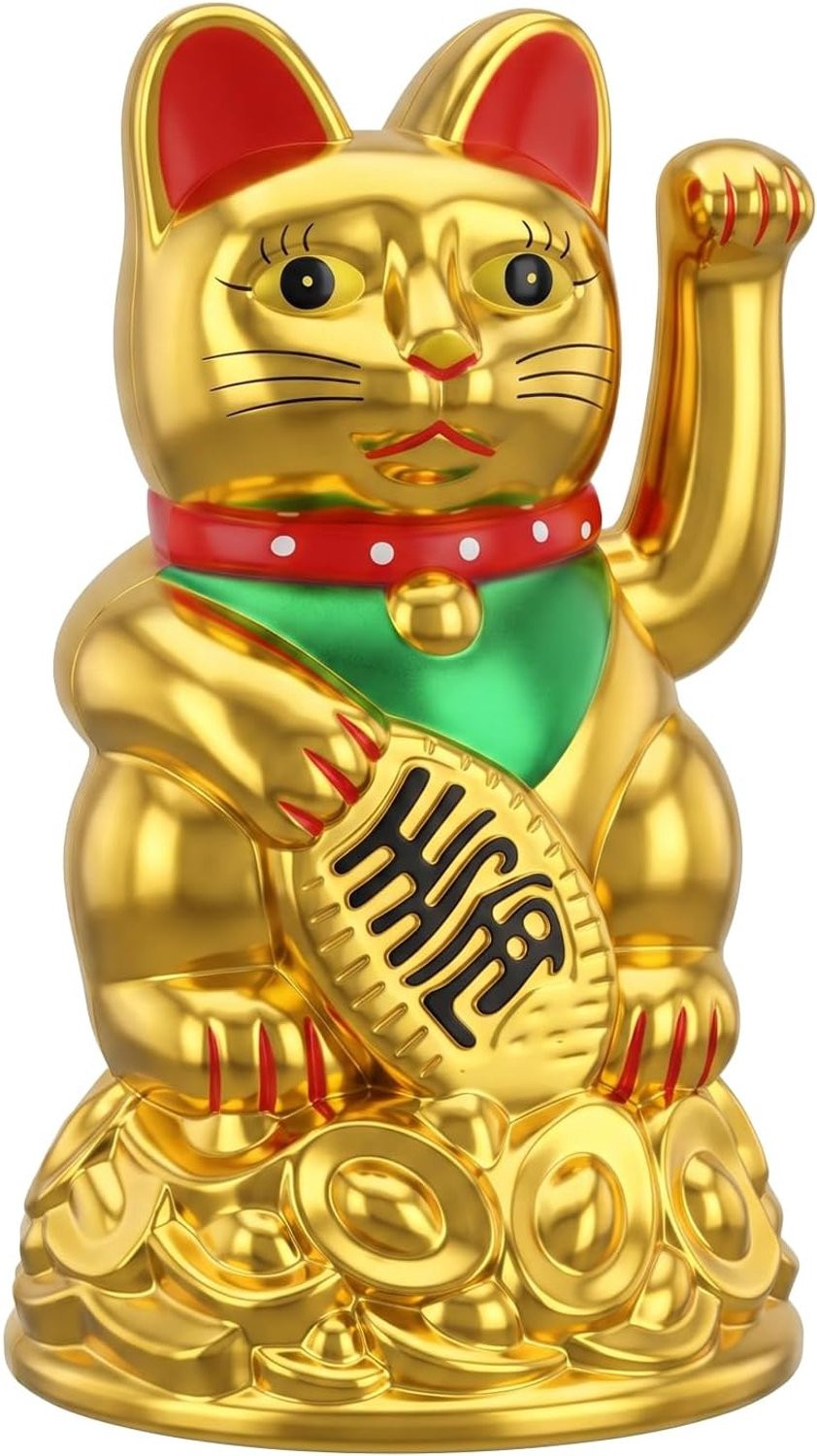 Maneki-Neko Japanse Gelukskat Goud 11 cm