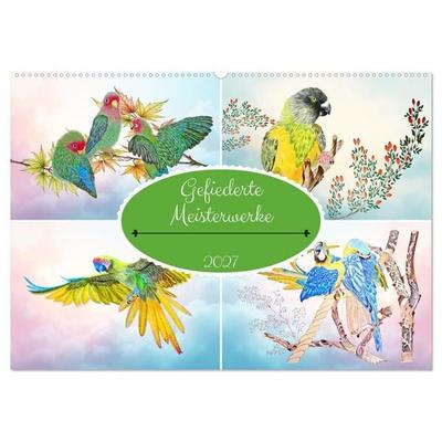 Gefiederte Meisterwerke (Wandkalender 2027 DIN A2 quer), CALVENDO Monatskalender