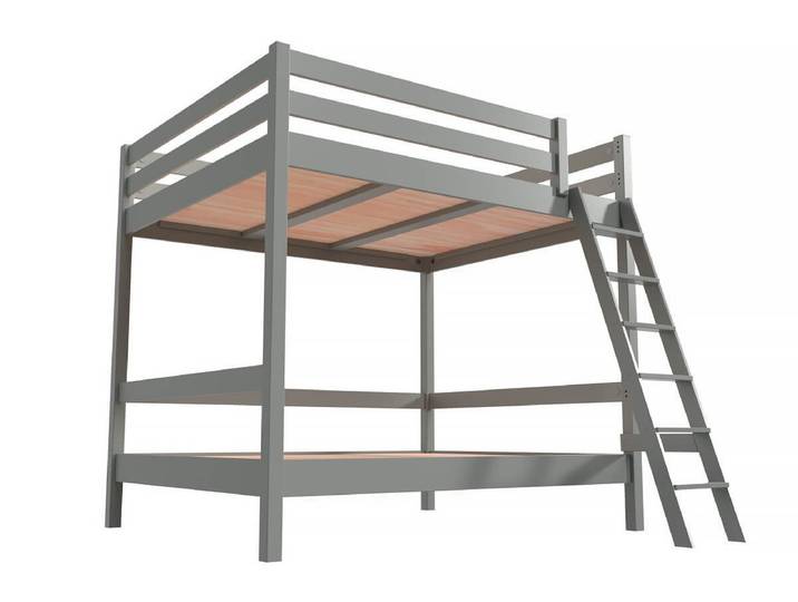 Lit double superposé Sylvia 140x200 avec échelle 140x200 Gris