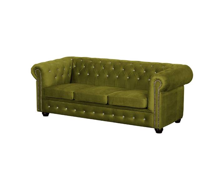 Sofa I 3-Sitzer Microfaser Grün/Pistaziengrün Webstoff 196 x 72 x 88cm Glamour