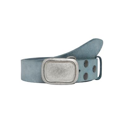Ledergürtel RETTUNGSRING GÜRTEL, Damen, Gr. 80, blau (jeansblau), Leder, unifarben, Gürtel Ledergürtel, mit austauschbarer Schließe »Rechteck Eingefasst Grau«