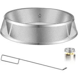 VEVOR Funkenschutz für Feuerschale Ø620mm Trapezförmige Funkenschutzhaube, Feuerschalengitter zum Schutz vor Funkenbildung für Bonfire Camping & Außen, Edelstahlkonstruktion, mit Griff & Schürhaken