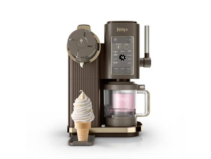 Ninja CREAMi Scoop & Swirl Eismaschine mit 2 Behältern, 13 Funktionen, für Eiscreme, Softeis, Gelato, Sorbet, Milchshakes und mehr, mit Mix-In-Funktion für Extras, Mokka, NC701EUBR
