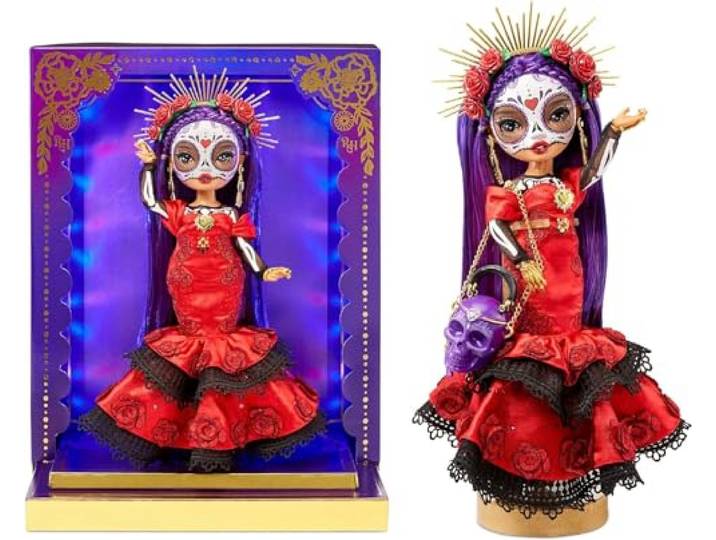 Rainbow High 2022 Celebration Edition Día De Los Muertos - Maria Garcia - Sammler-Modepuppe (28 cm) mit Gesichtsbemalung und Calavera-Handtasche - Leuchtdisplay und Premium-Accessoires