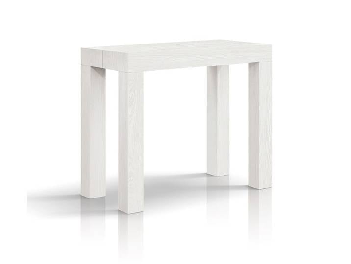Table console à rallonge finition frêne blanc 90×45 cm - 90×300