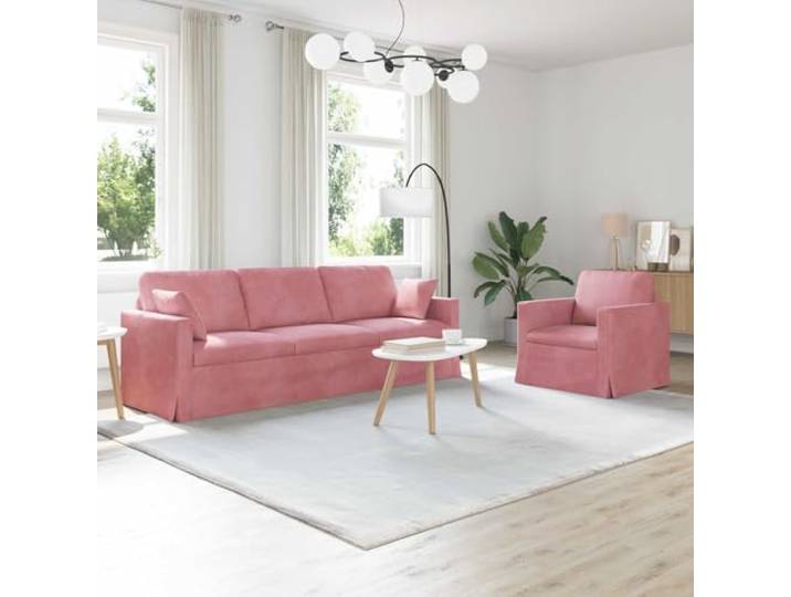ZQQLVOO Modulares Sofa 2er Set Rosa Samt Schwarzes Metallgestell, Schaumstoffpolster, Wohnzimmer, Schlafzimmer, Pflegeleicht
