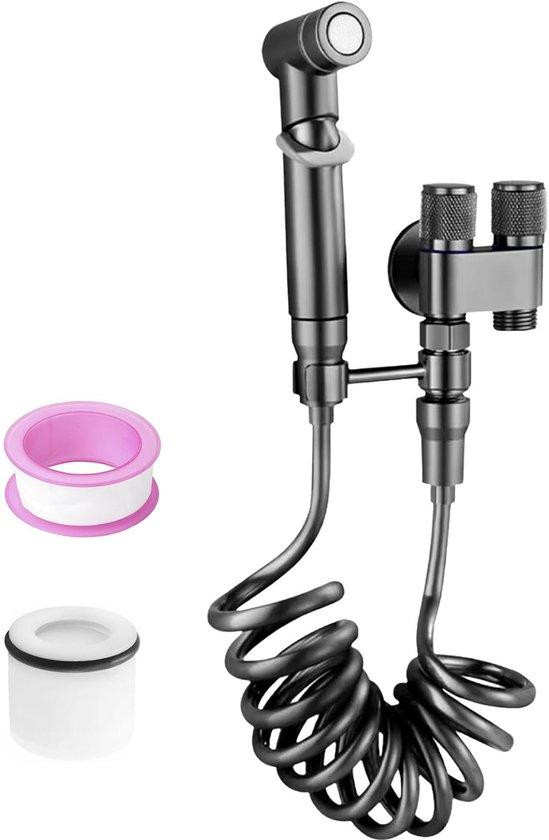 Benza Ibenzoa Handdouche met 2 uitgangen en schakelaars, zwart, inclusief 1,4 meter slang