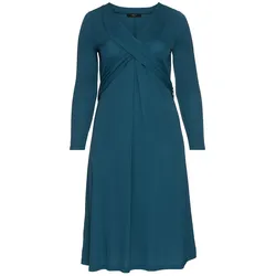 Jerseykleid mit Wickeleffekt - petrol - 52