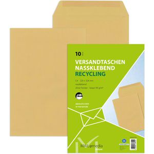 Mailmedia Versandtaschen braun, C4, ohne Fenster, nassklebend, aus Papier, 10 Stück