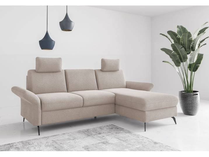 Ecksofa, Luxus-Microfaser, Grau Elefant, 251×164 cm, Mit Bettfunktion & Bettkasten, Klassisch, Home-affaire