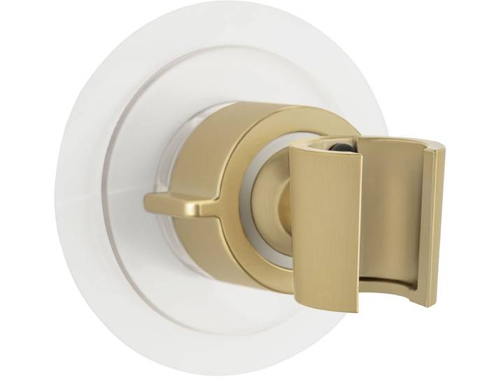 Brausehalter WENKO, gold (goldfarben), B:8cm T:7,5cm, ABS-Kunststoff, Duschkopfhalterungen, Brausehalter, drehbare Halterung, passend für alle Duschköpfe, Montage ohne Bohren