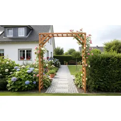 Rosenbogen Holz Lille - 137 x 47 x 200 cm - Farbe: Honigbraun - Rosenbogen aus imprägniertem Kiefernholz