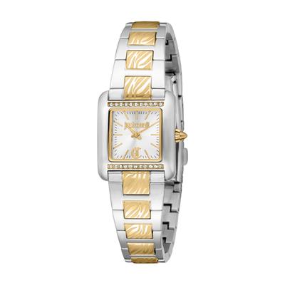 Quarzuhr JUST CAVALLI TIME "Sera", silber (silberfarben, goldfarben, silberfarben, silberfarben), Armbanduhren, Damen, silberfarben-goldfarben, Quarzuhr, Armbanduhr, Damenuhr, Edelstahlarmband, analog, Kristallsteine