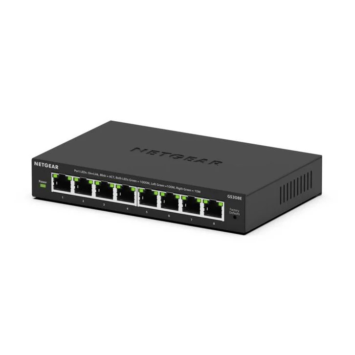Netgear GS308E-400EUS Gigabit Plus Unmanaged Switch 8-poorts Zwart