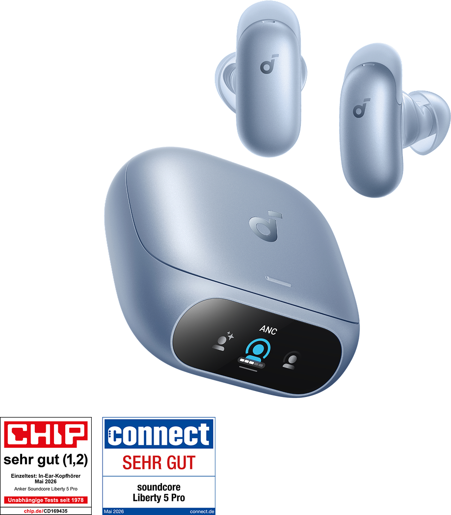 eufy Liberty 5 Pro    Guinness-Rekord für klare Telefonate, 360° ANC 4.0, Dolby Atmos Mitternacht