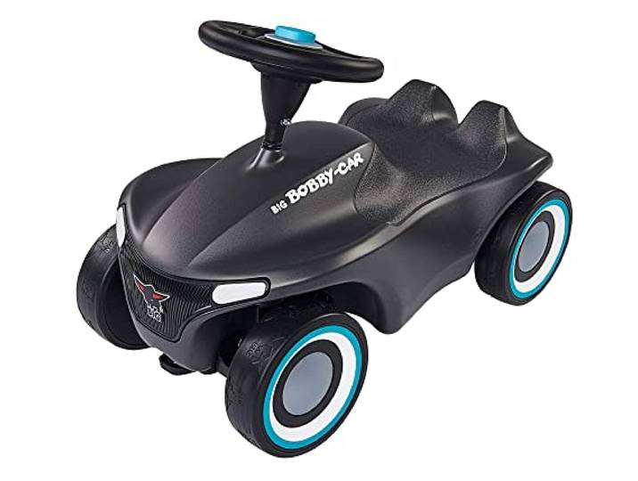 Big-Bobby-Car-Neo Anthrazit - Rutschfahrzeug für drinnen und draußen, Kinderfahrzeug mit Flüsterreifen und Zwei Felgen Farben zum tauschen, für Kinder ab 1 Jahr