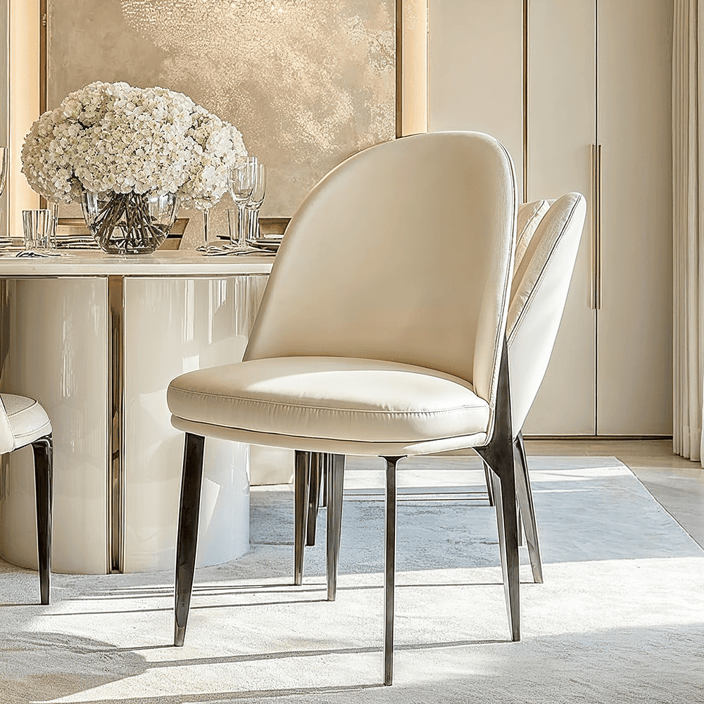 Apollonia Cream Leather & Black Dining Chair