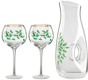 Lenox Holiday 3-Piece Decanter & Wine Glasses Set